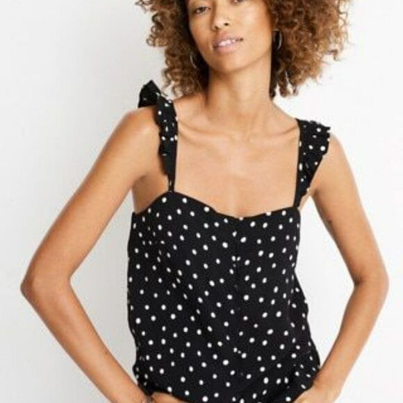 Madewell Ruffle-Strap Cami Top in Painted Dots sz 00 - Picture 1 of 8